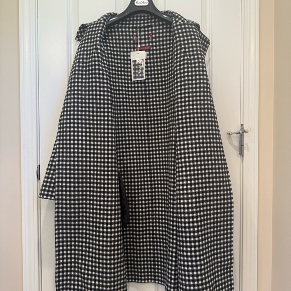 SOLD! NWOT Max Mara Studio Label-cut Alcade Check-Print Wool Wrap Coat Fall - Picture 10 of 17